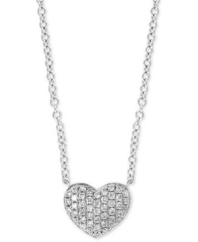 EFFY® Diamond Pavé Heart 18" Pendant Necklace (1/8 ct. t.w.) in Sterling Silver or 14k Gold-Plated Sterling Silver
