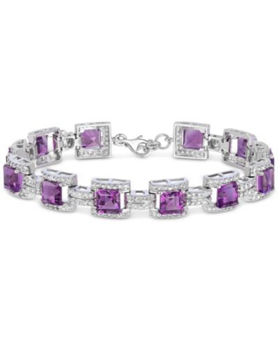 Amethyst (9-5/8 ct.t.w.) & White Topaz Tennis Bracelet in Sterling Silver