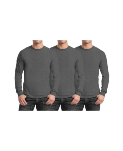 Galaxy By Harvic Men's 3-Pack Egyptian Cotton-Blend Long Sleeve Crew Neck Tee