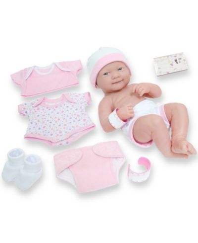 Jc Toys Nursery 14" Smiling Poseable Baby Doll, 8-Piece Set, Ages 2+