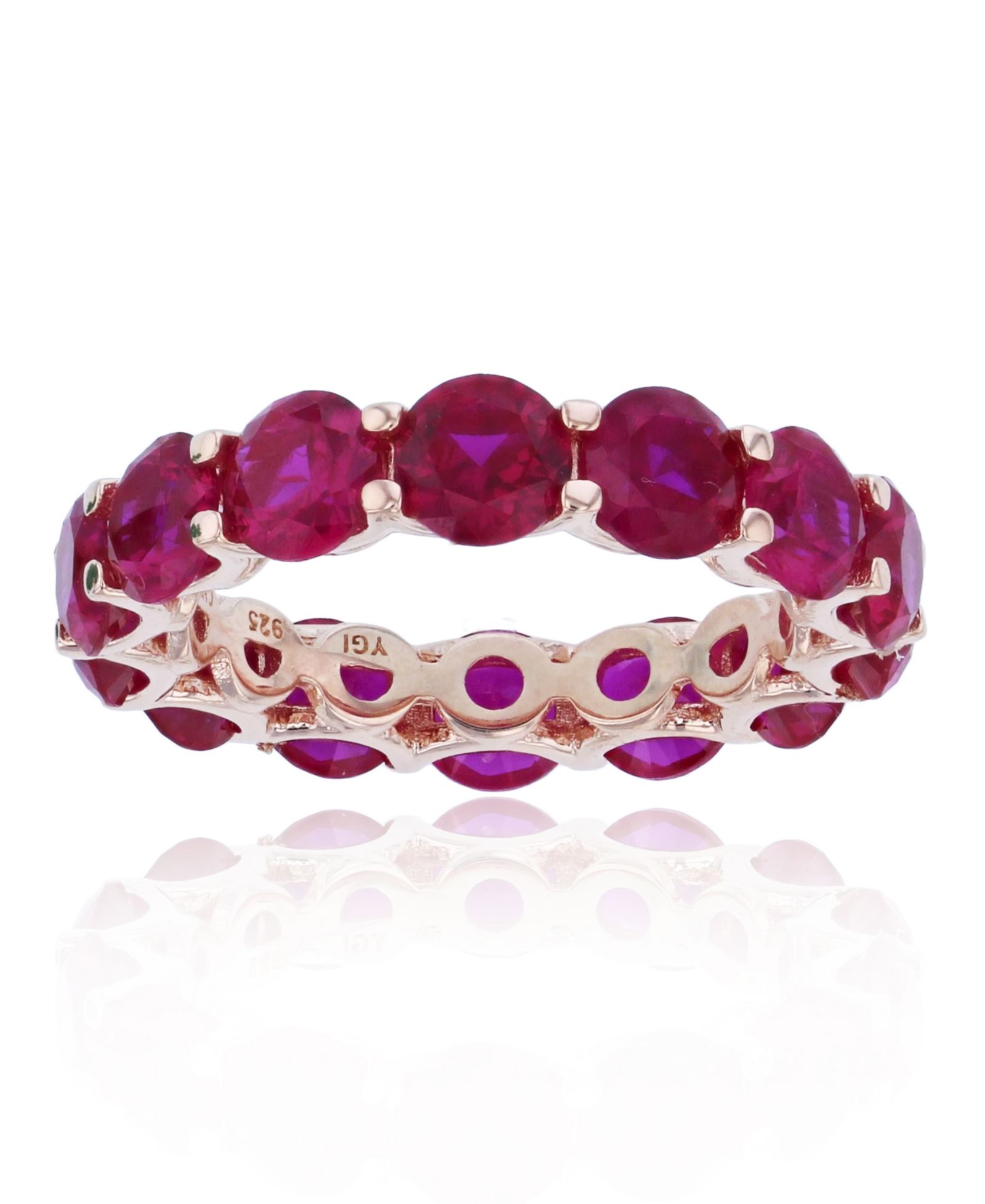 Кольцо Eternity из красного кубического циркония в позолоченном стерлинговом серебре 14k Rose Gold