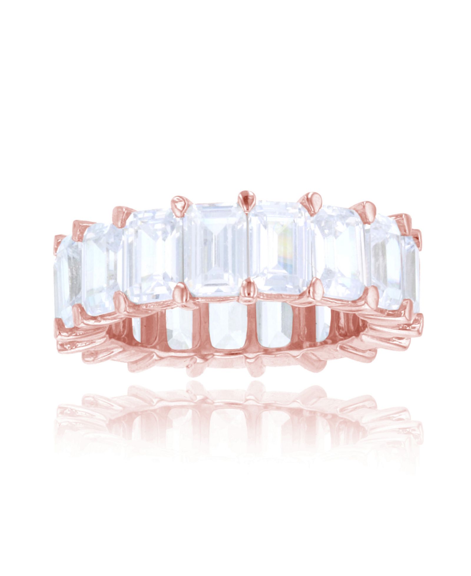 Кольцо Cubic Zirconia Eternity Band в 14k Rose Gold Plated Sterling Silver