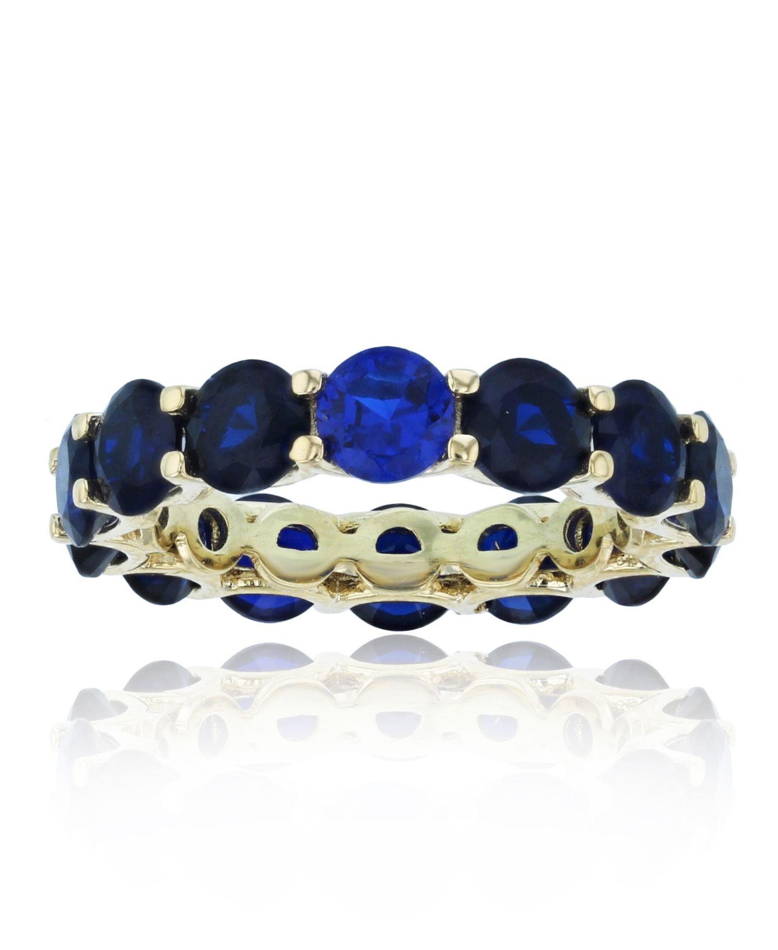 Кольцо-band Eternity Blue Spinel в 14k Yellow Gold Plated Sterling Silver