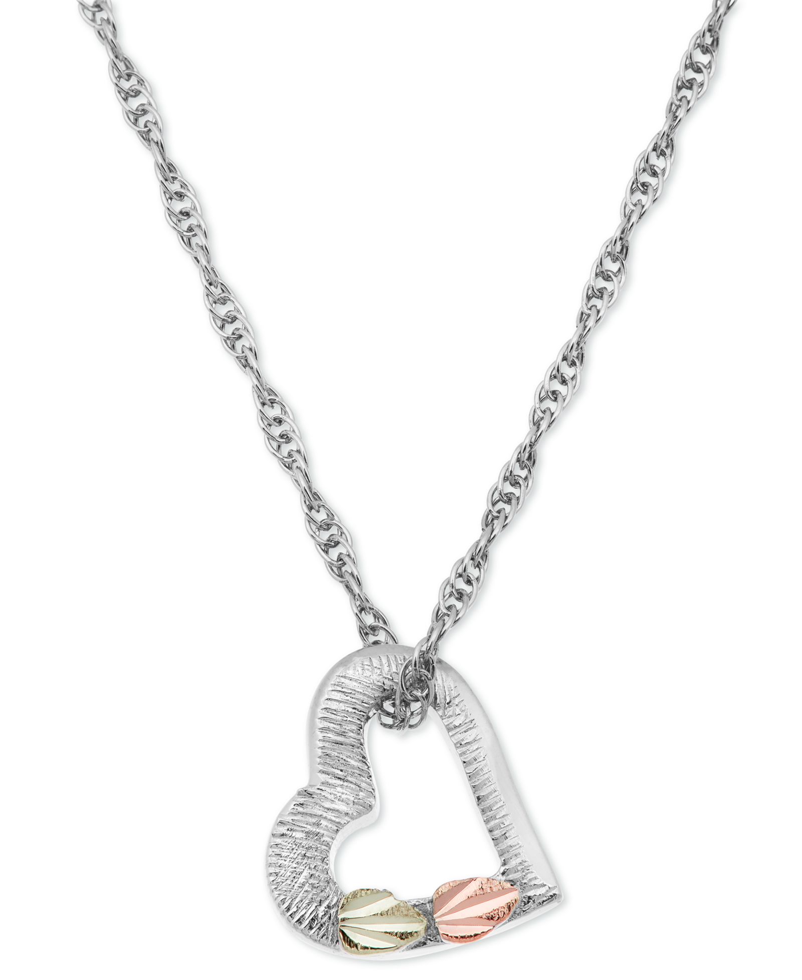 Macy's Подвеска Floating Heart из стерлингового серебра с золотом 12K Rose and Green Gold
