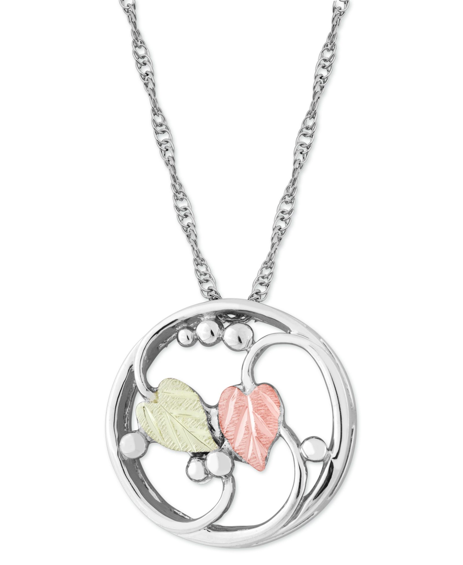Ожерелье Circle Pendant 18" в Sterling Silver с 12K Rose and Green Gold