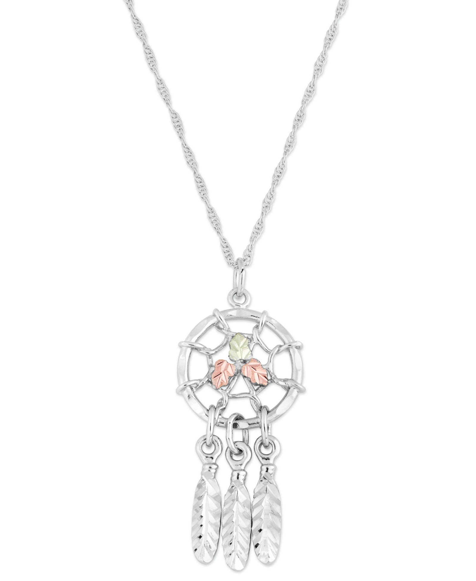 Подвеска Dream Catcher из стерлингового серебра с 12k розовым и зеленым золотом