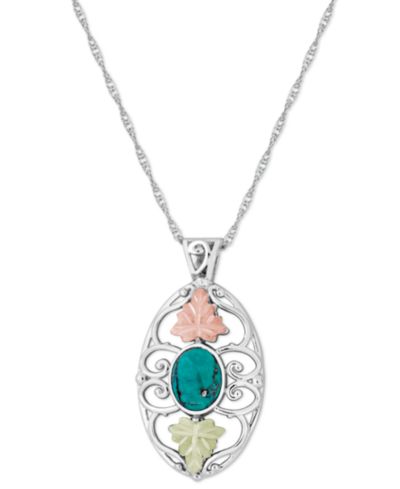 Подвеска Turquoise в серебряном цвете с 12K розовым и зеленым золотом, 18"