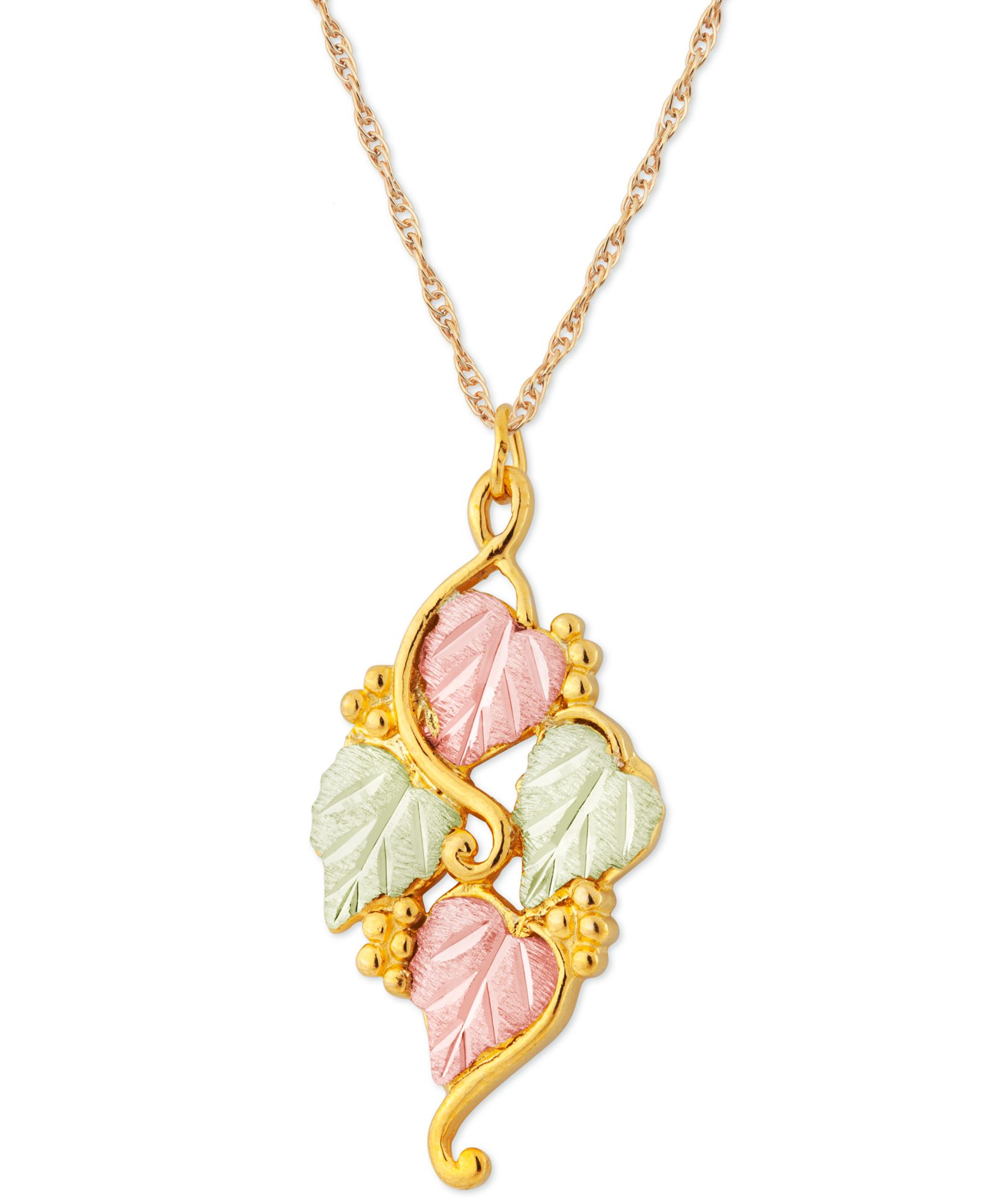 Подвеска Grape and Leaf из 10k Yellow Gold с 12k Rose and Green Gold