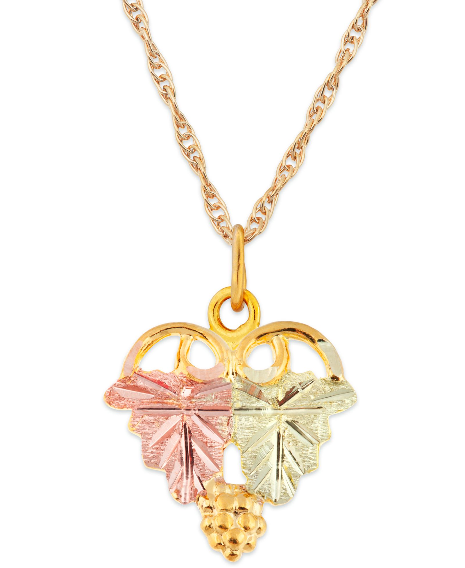 Подвеска Grape and Leaf в 10k Yellow Gold с 12k Rose and Green Gold