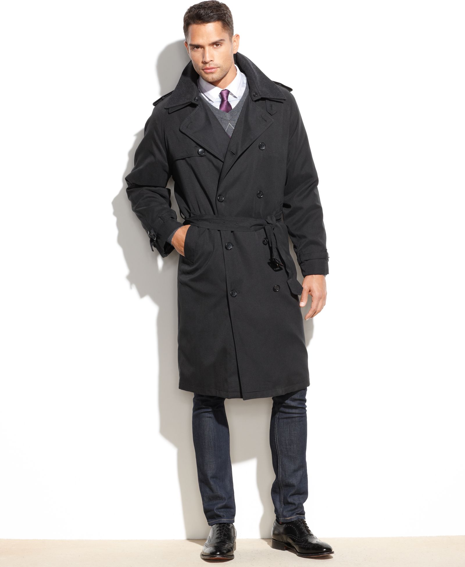 London Fog Men's Classic Fit Iconic Belted Trench Raincoat
