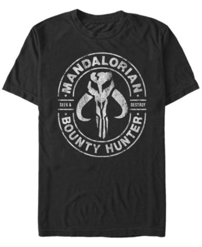 Мужская футболка Star Wars The Mandalorian Bounty Hunter Seek Destroy с коротким рукавом