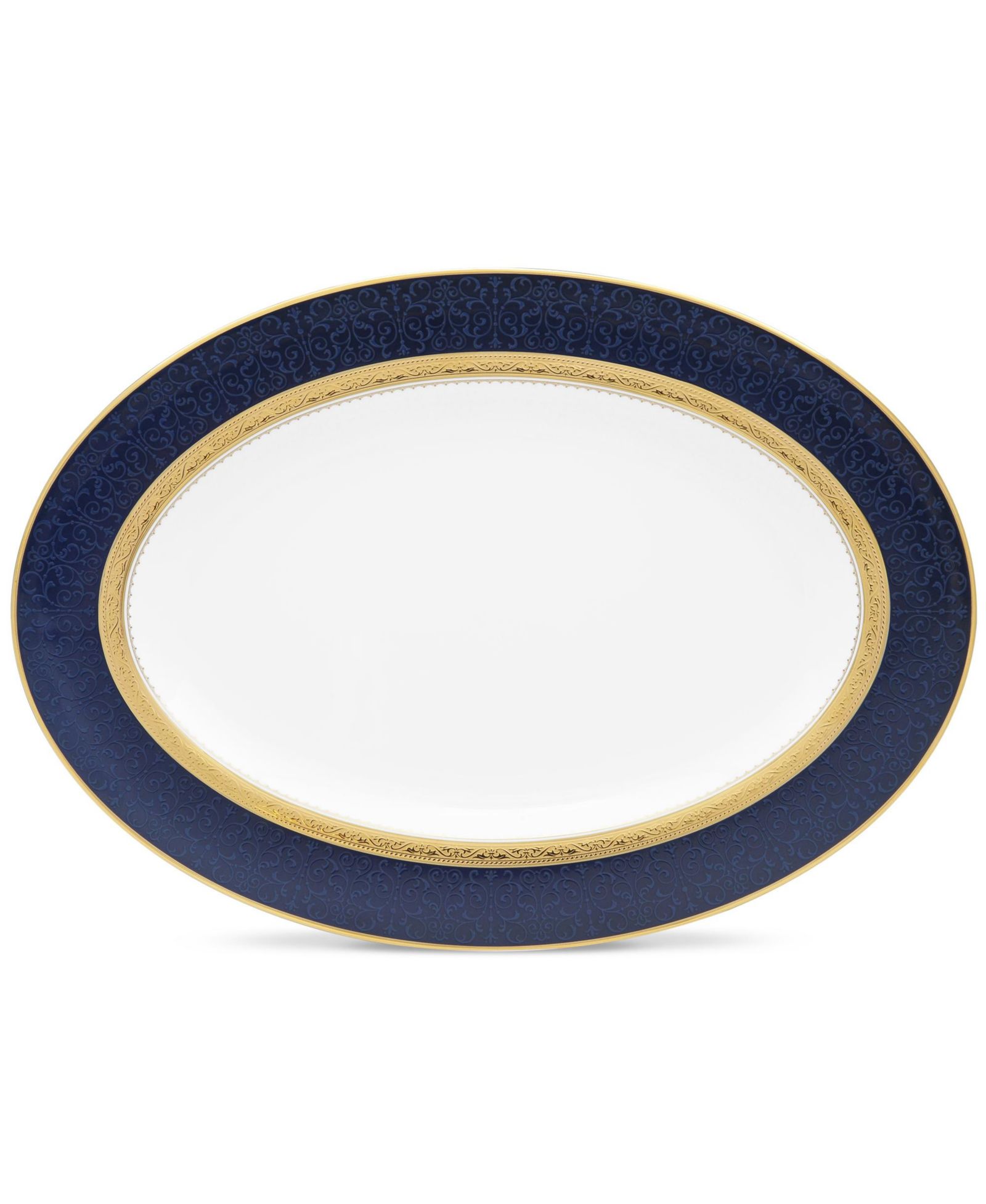 Noritake Odessa Cobalt Gold Oval Platter, 14"