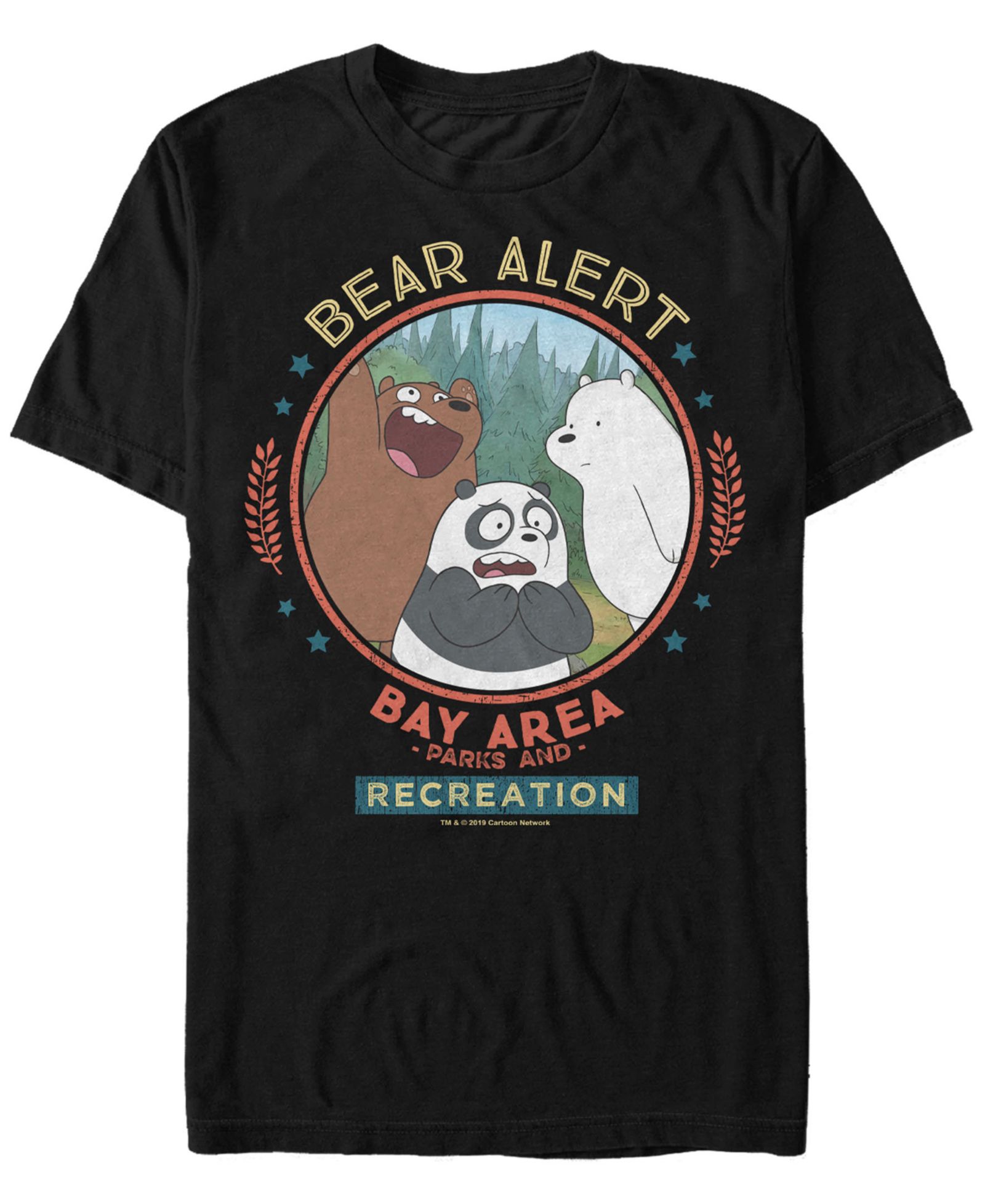 Fifth Sun Мужской We Bare Bears Bay Area Bear Alert Circle Short Sleeve T-shirt