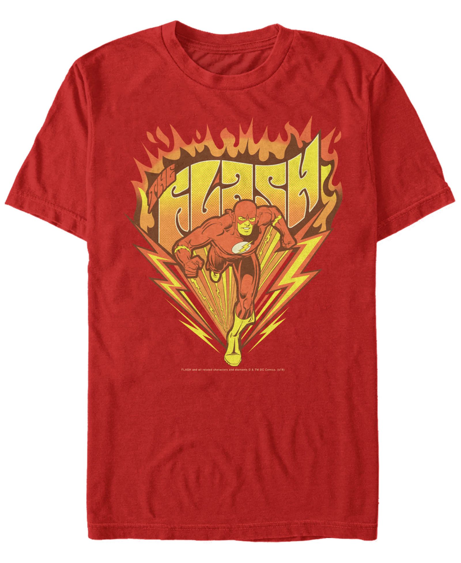 Fifth Sun DC Men's The Flash Retro Fast as Lightning Logo Short Sleeve T-Shirt