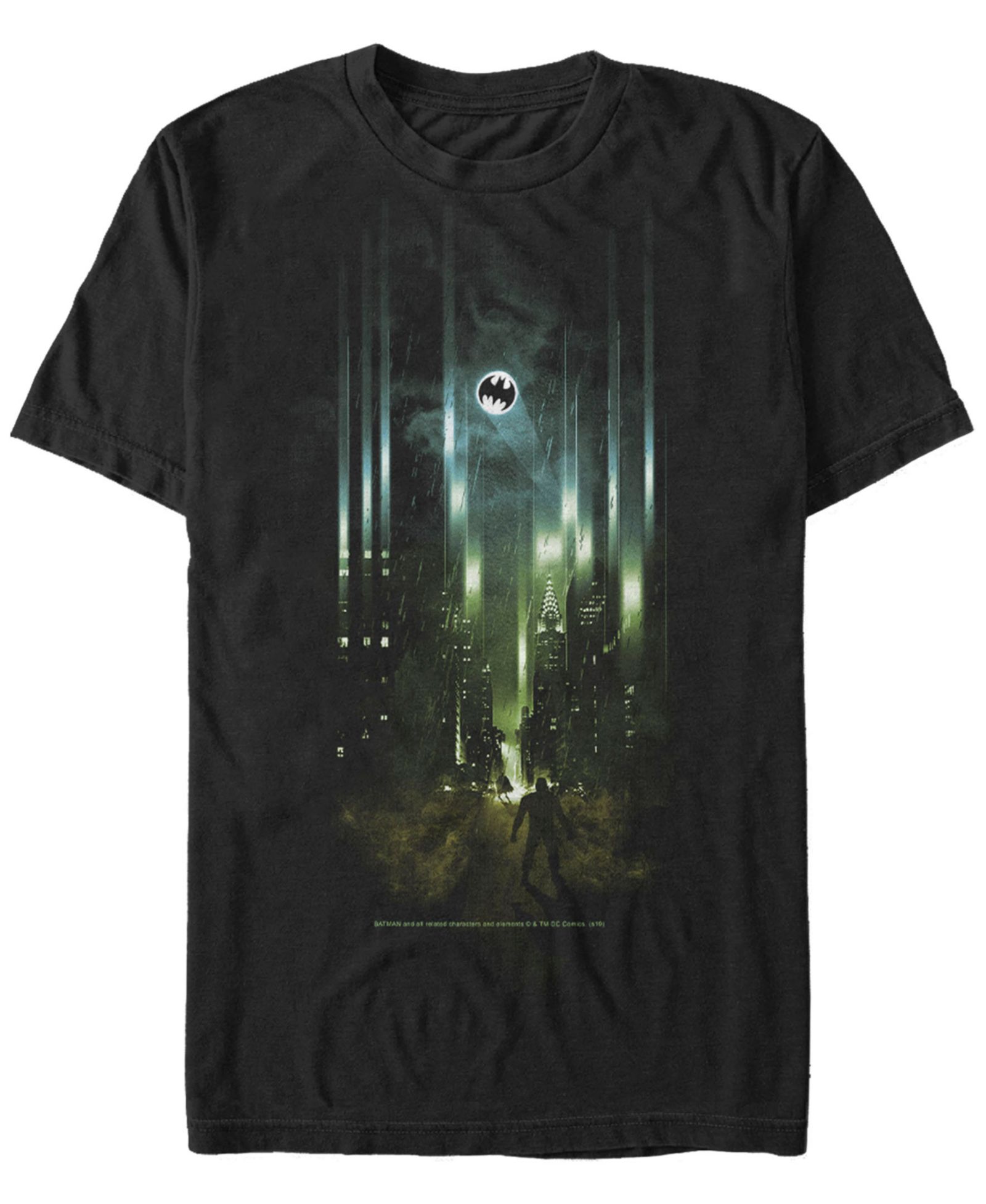 Fifth Sun DC Men's Batman City Bat Logo Spotlight Short Sleeve T-Shirt