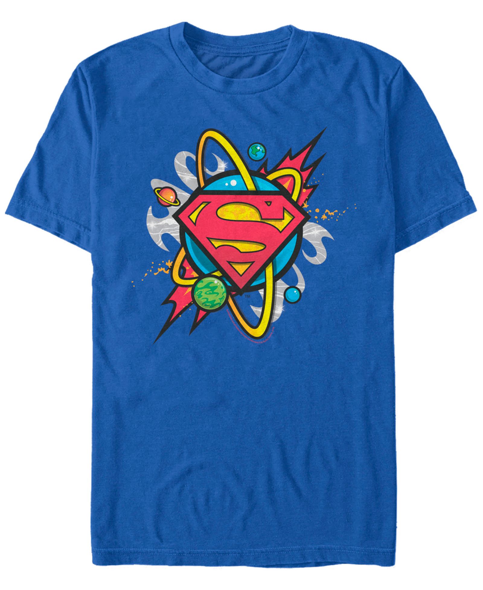 Fifth Sun DC Men's Superman Galaxy Planet Logo Short Sleeve T-Shirt