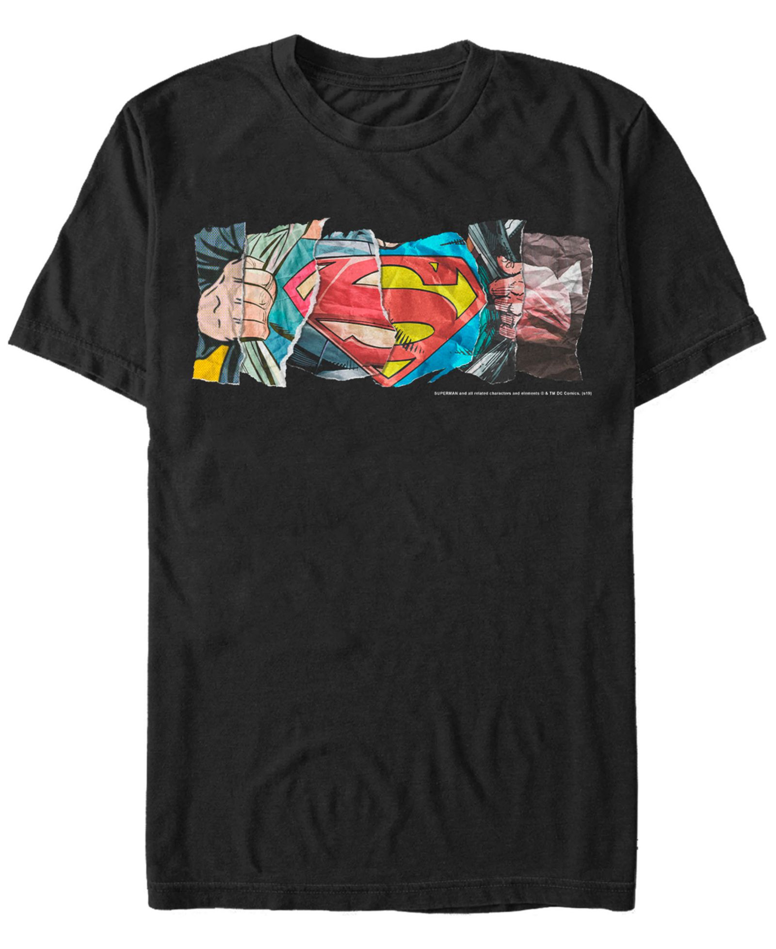 Fifth Sun DC Men's Superman Paper Collage Logo Short Sleeve T-Shirt