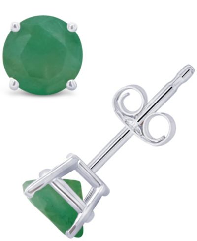 Серьги-гвоздики с изумрудом (1 ct. t.w.) из белого золота 14K или желтого золота 14K
