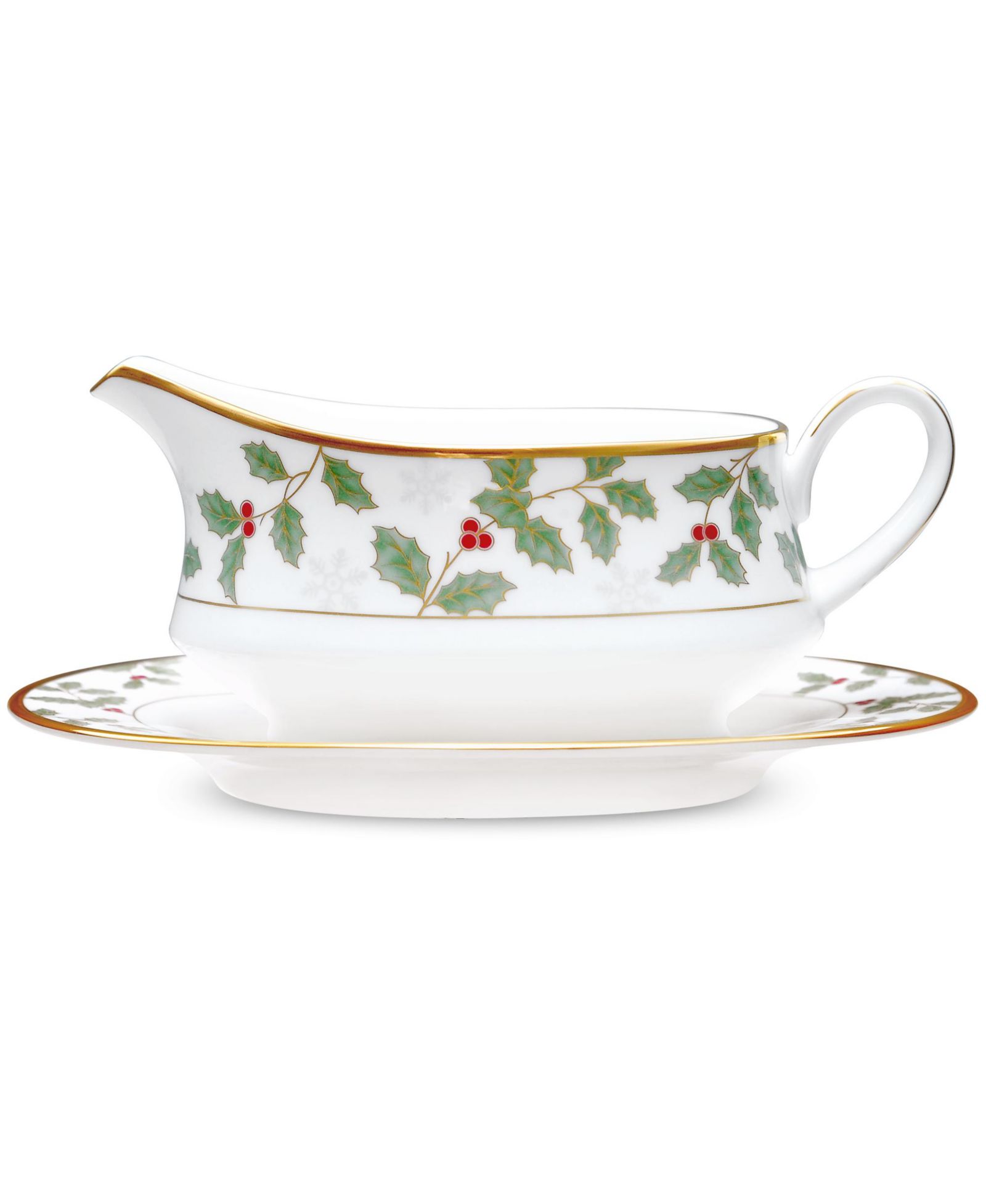Noritake Holly & Berry Gold Gravy With Tray (2 Pcs), 13 oz.