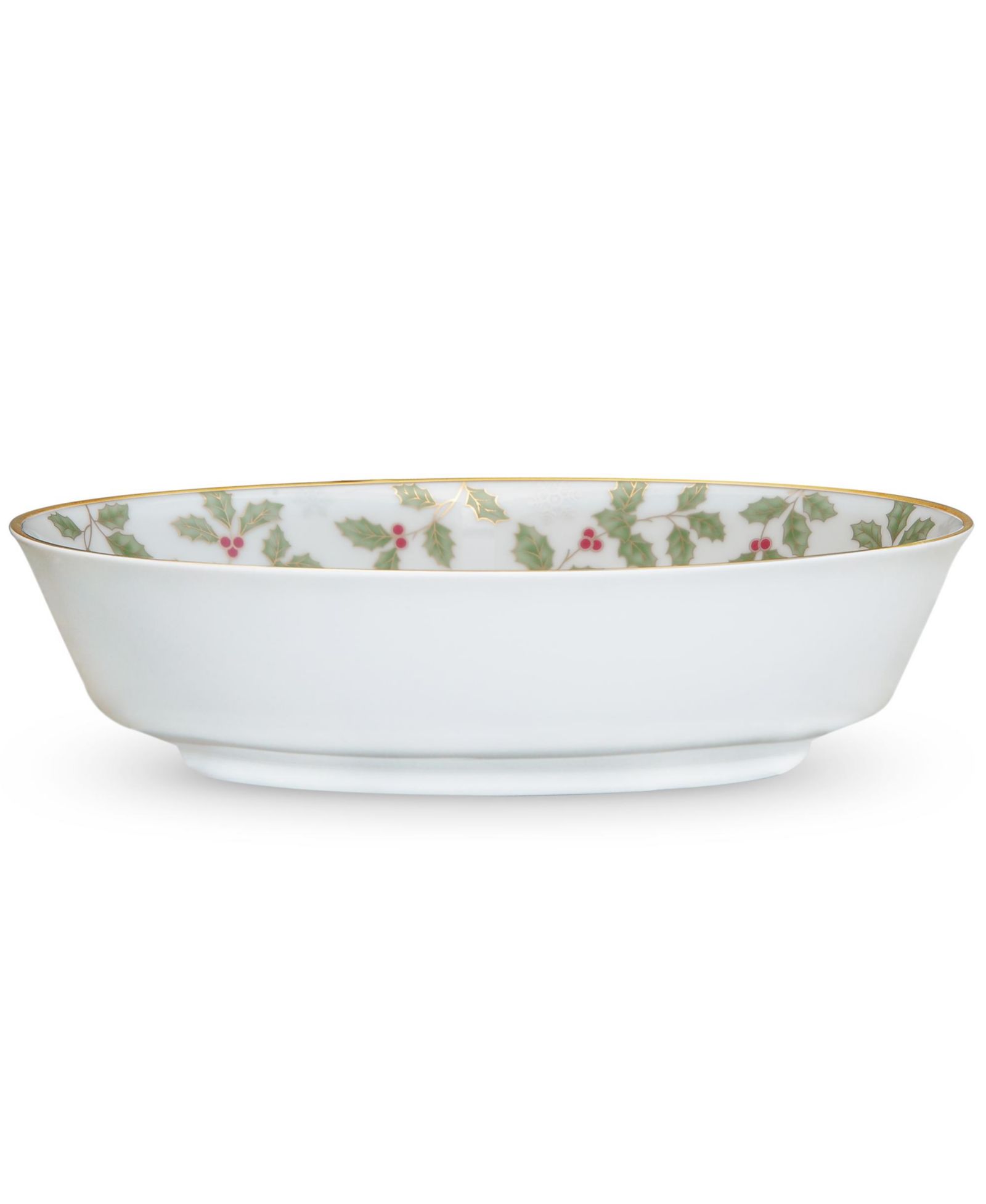 Noritake Holly & Berry Gold Oval Vegetable Bowl, 9.75", 32 oz.