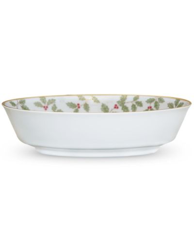 Noritake Holly & Berry Gold Oval Vegetable Bowl, 9.75", 32 oz.