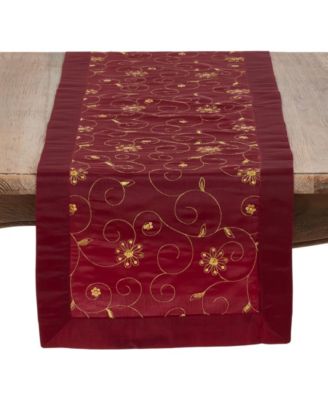 Saro Lifestyle Holiday Runner with Embroidered and Sequined Design, 16" x 72"