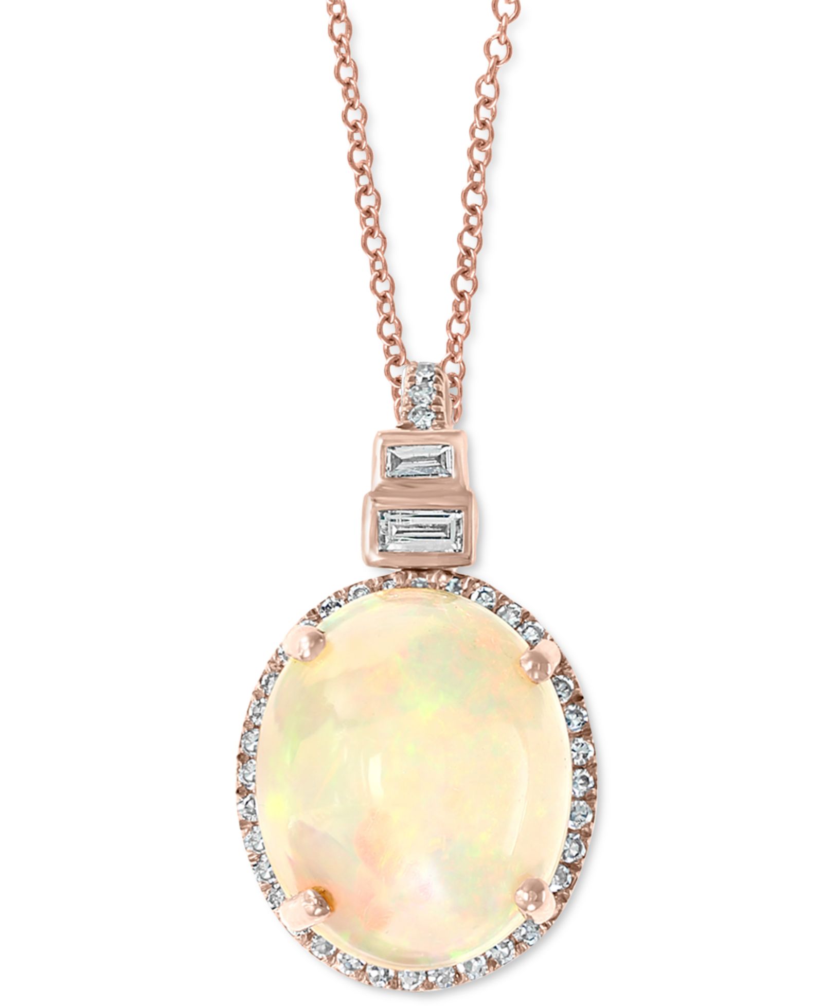 Подвеска-ожерелье EFFY® Opal (3-1/6 ct. t.w.) & Diamond (1/6 ct. t.w.) 18" в 14k Rose Gold