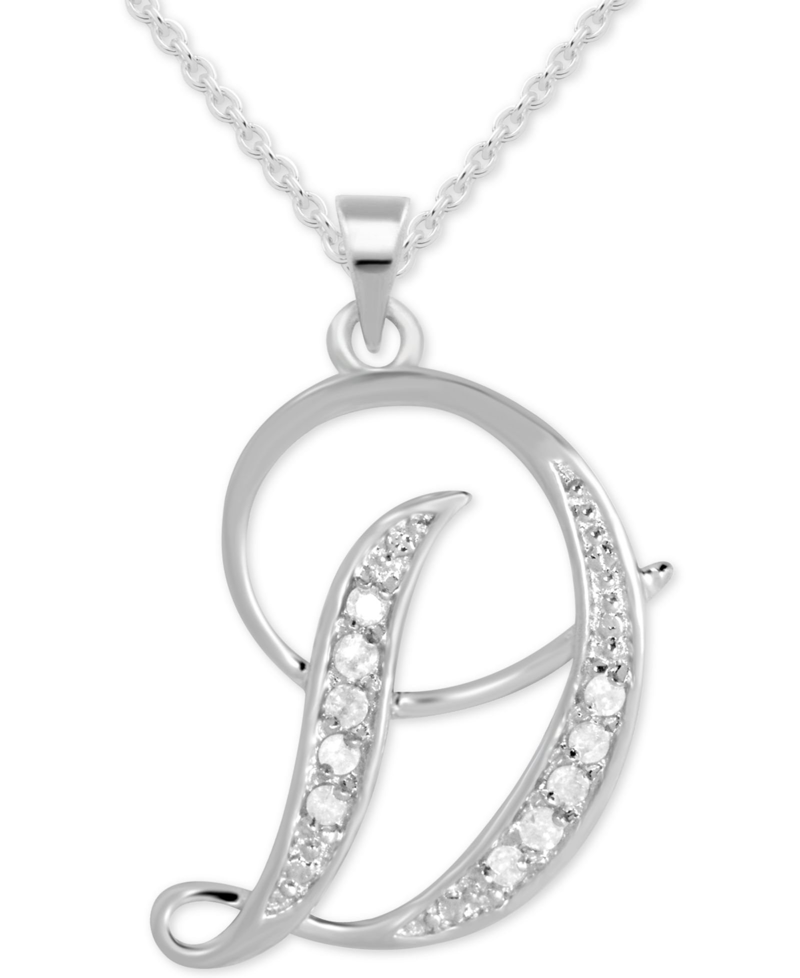 Подвеска-кулон Diamond D Initial 18" (1/10 ct. t.w.) из стерлингового серебра
