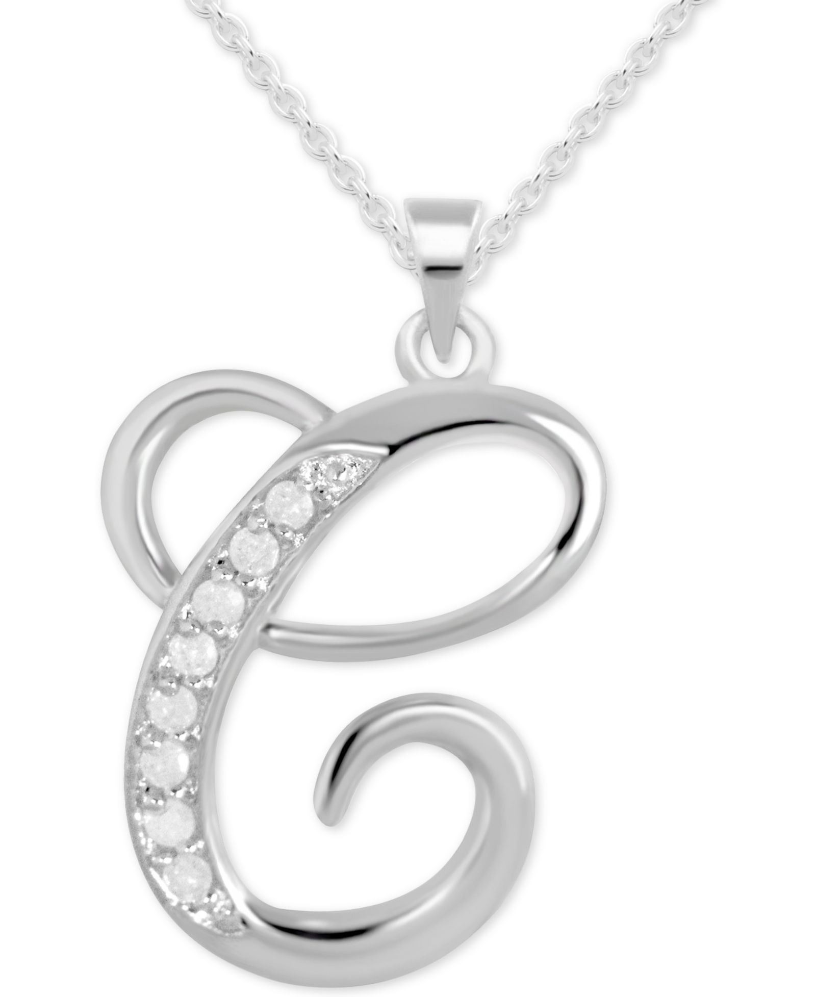 Diamond C Подвеска Initial 18" в стерлинговом серебре