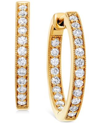 Серьги-кольца Diamond Small In & Out (5/8 ct. t.w.) в 14k Gold, 0.75"