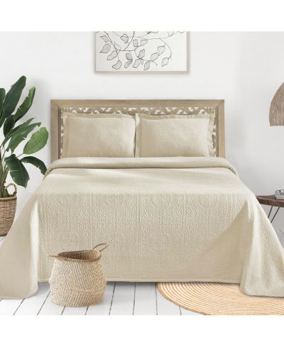 Superior 100% Cotton Fleur De Lis Medallion All-Season 3-Piece Coverlet Set, Full