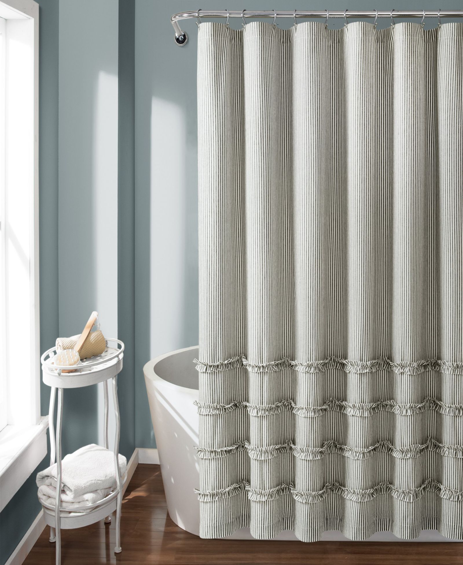 Lush Décor Штора для душа Vintage Stripe из хлопка, 72" x 72"