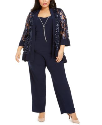 Комплект из 2-х предметов: топ с пайетками и прямые брюки Plus Size от R & M Richards