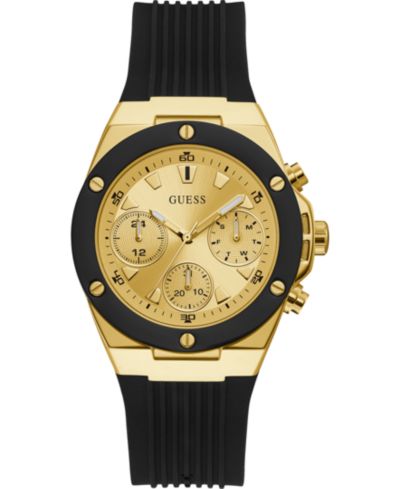 GUESS Unisex Black Silicone Strap Watch 39mm