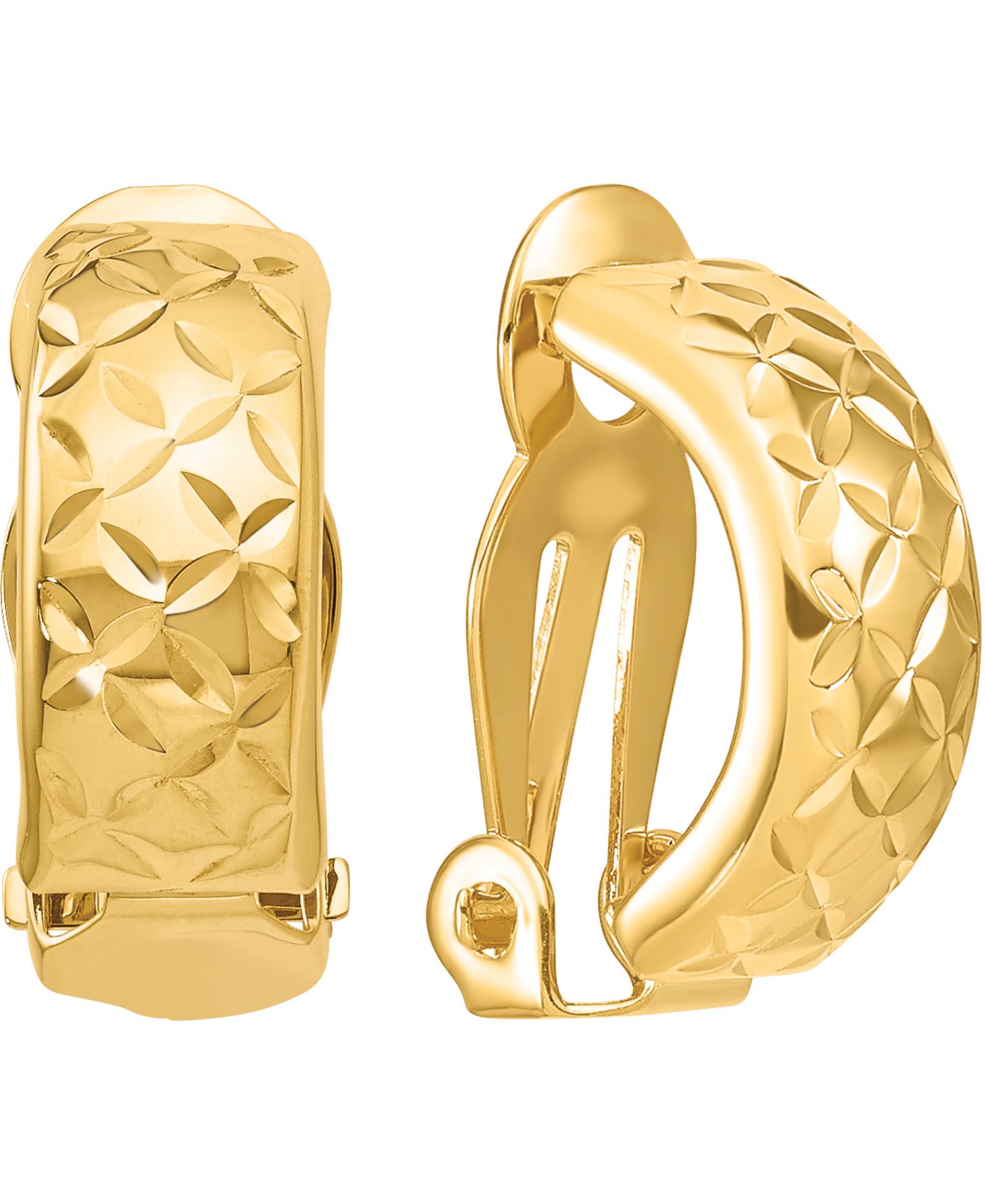 Macy's серьги-полукольца с текстурным перекрестным узором и позолотой 14k