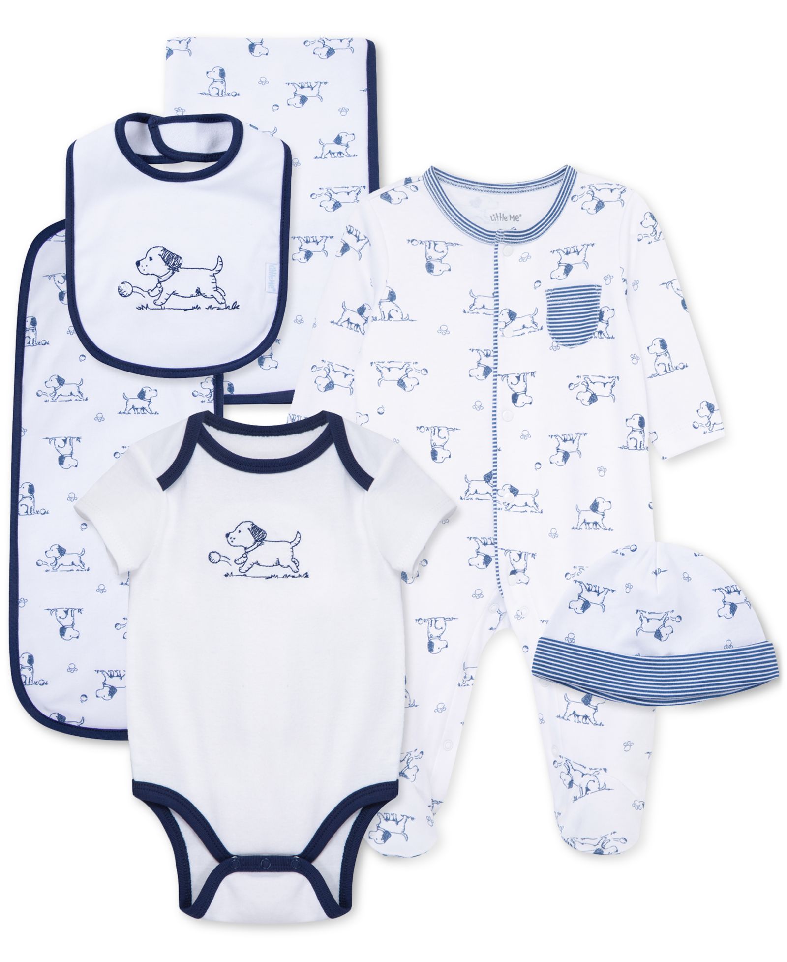 Подарочный набор Little Me Baby Boys Cotton Puppy Toile, 6 предметов