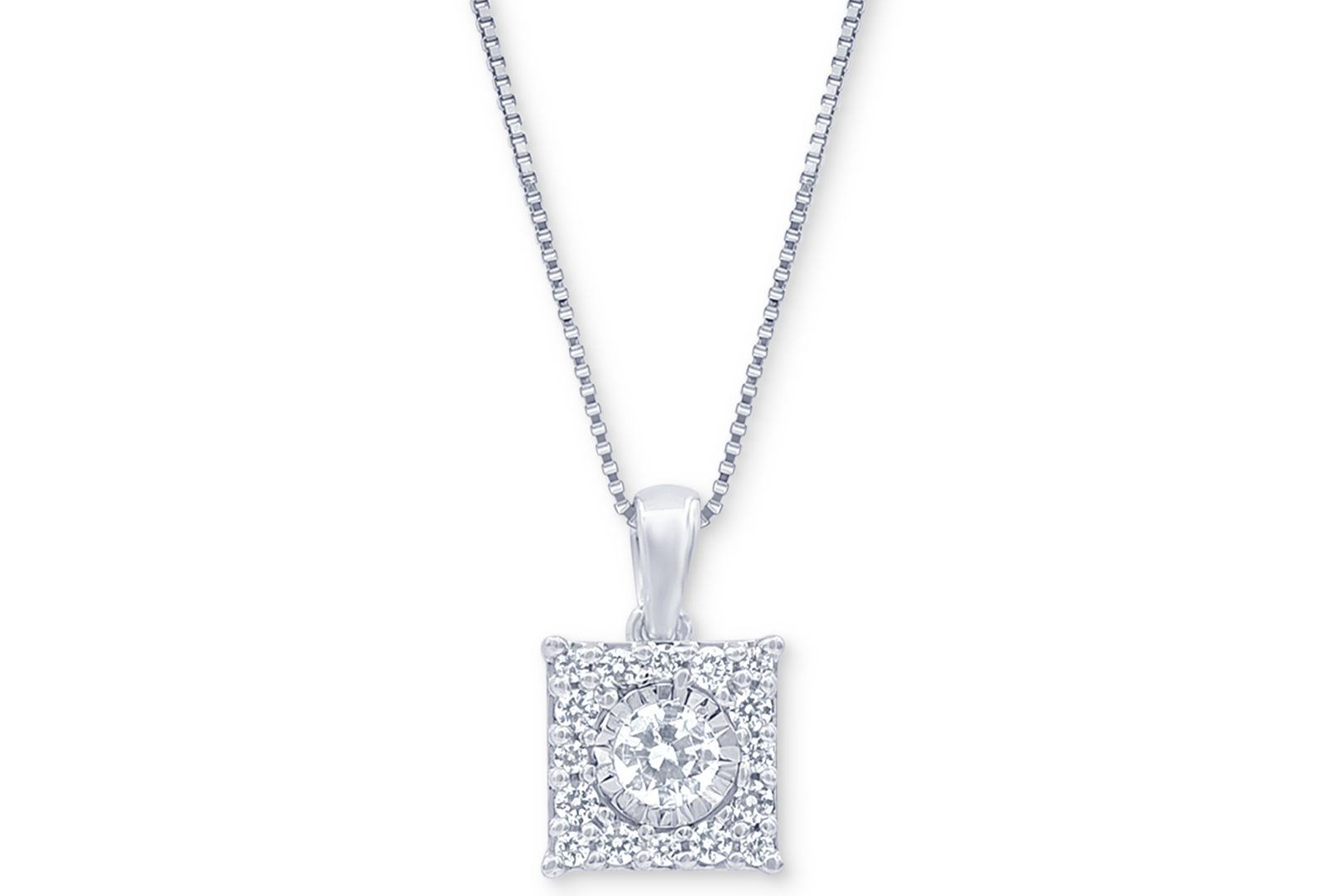 Macy's Подвеска Diamond Square Halo 18" (1/3 ct. t.w.) в 14k White или Yellow Gold