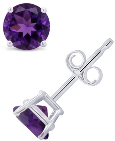 Серьги-гвоздики с аметистом (9/10 ct. t.w.) в белом или желтом золоте 14K