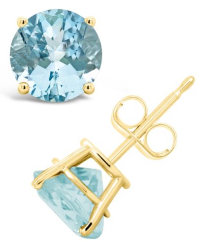 Серьги-гвоздики Aquamarine (2-1/2 ct. t.w.) в 14K Yellow Gold