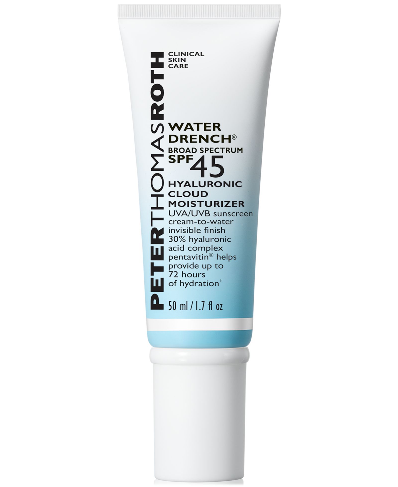 Peter Thomas Roth Water Drench увлажняющий солнцезащитный крем с гиалуроновой кислотой SPF 45, 1.7 oz