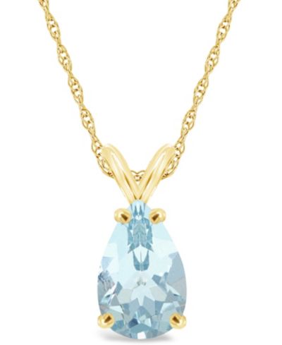 Macy's кулон Aquamarine 14K Yellow Gold
