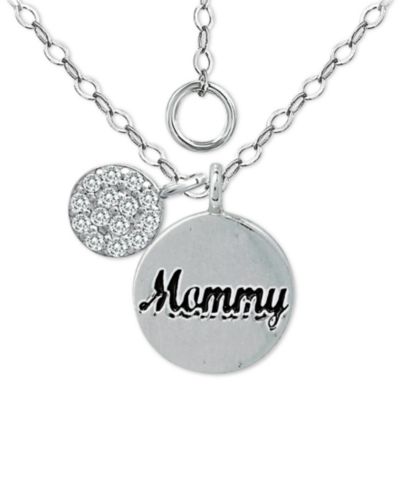 Подвеска Giani Bernini Cubic Zirconia "Mommy" Disc в серебре, 16" +2" extender