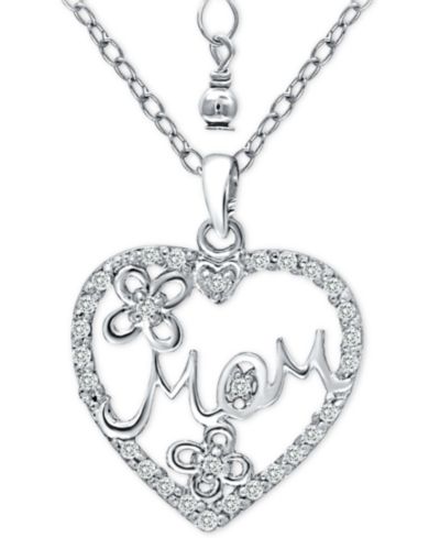 Подвеска Giani Bernini Cubic Zirconia "Mom" Heart в серебре, 16" + 2" extender