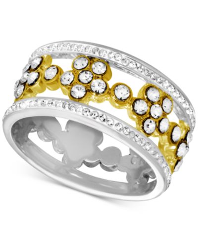 Кольцо Essentials Floral Crystal Openwork Band in Two-Tone Plate