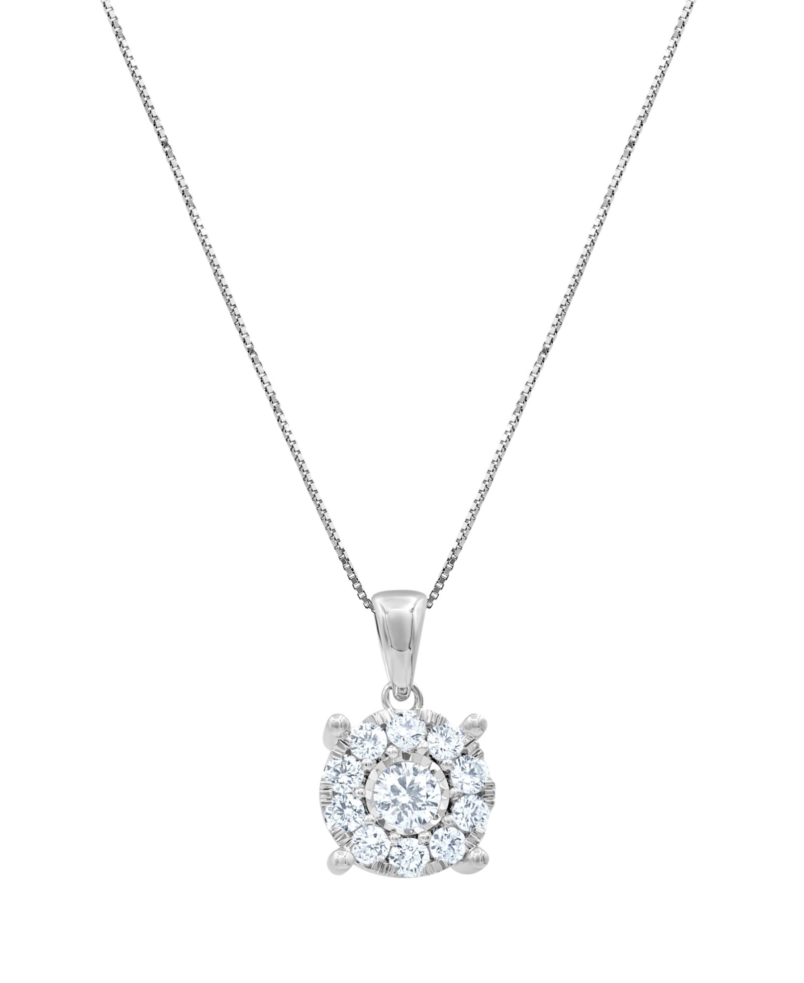 Diamond Halo 18" Pendant Necklace (3/4 ct. t.w.) in 14k Yellow, White or Rose Gold