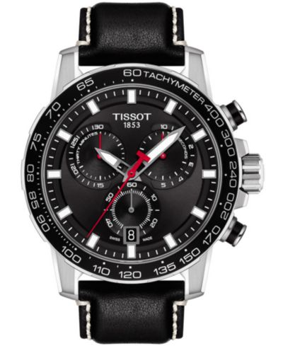 Tissot Men's Swiss Chronograph Supersport T-Sport Black Leather Strap Watch 46mm