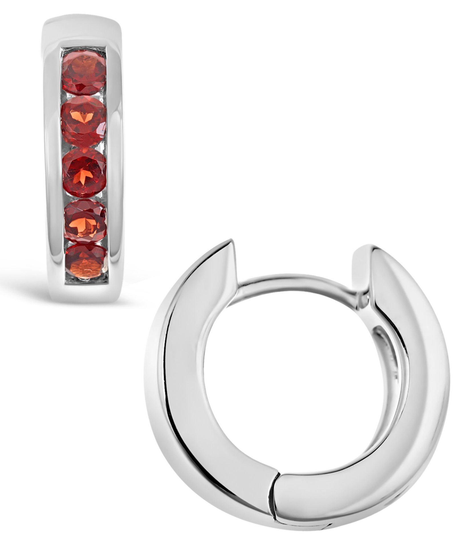 Macy's серьги-кольца Garnet 1 ct. t.w. Huggie Hoop in Sterling Silver