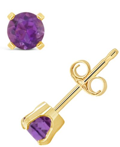 Серьги-гвоздики с драгоценными камнями из 14K желтого золота