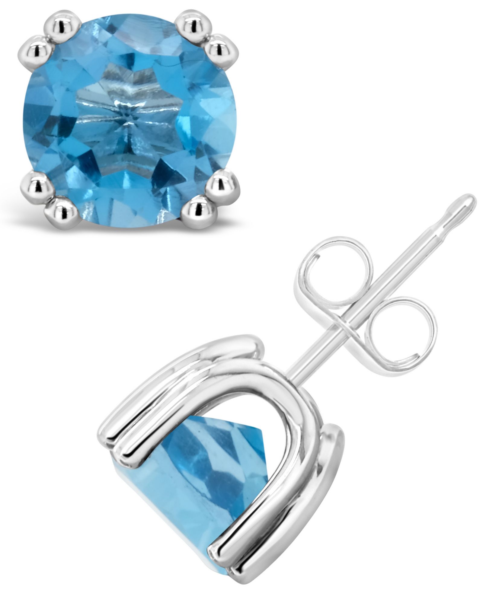 Серьги-гвоздики Swiss Blue Topaz в стерлинговом серебре