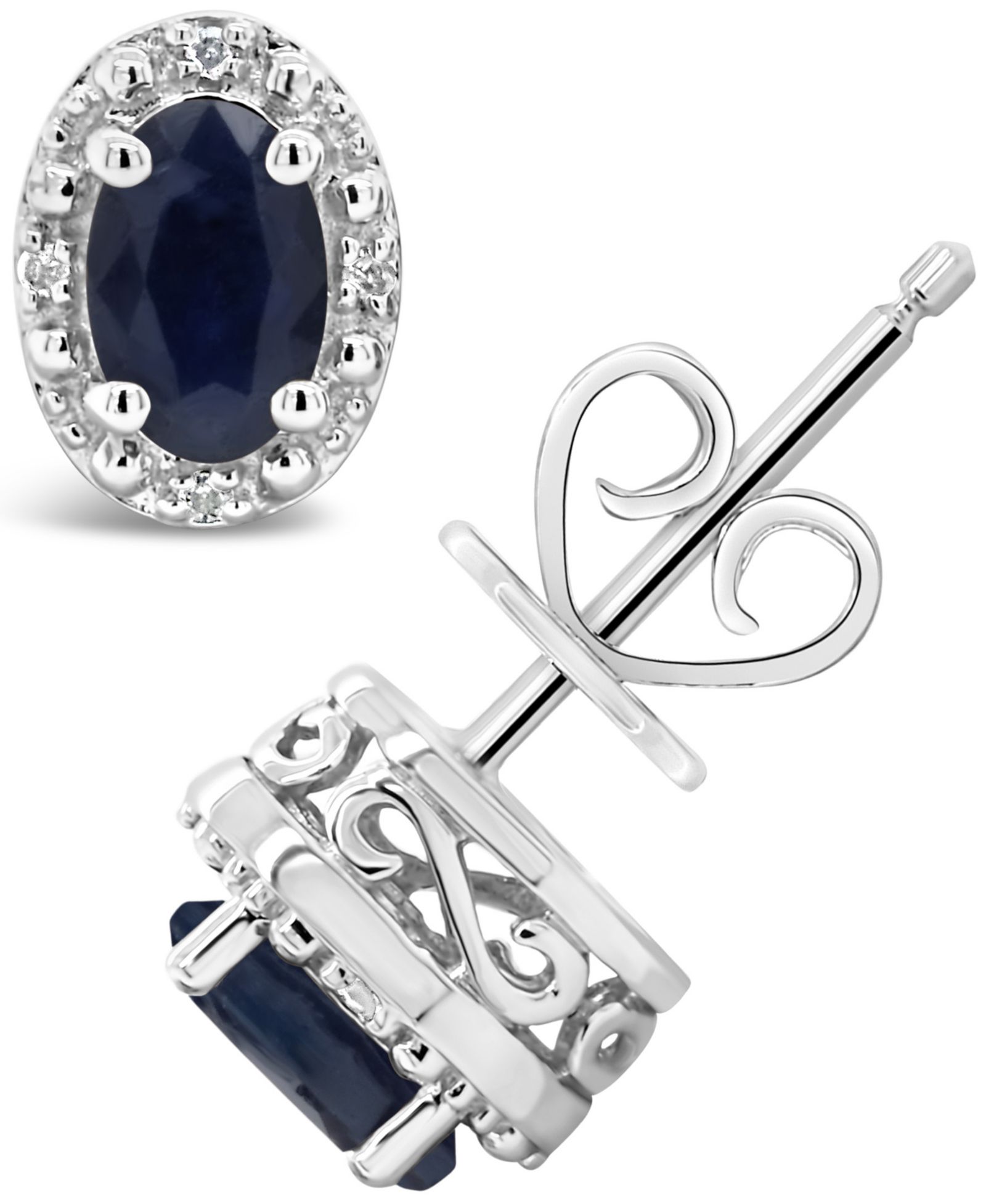 Серьги Sapphire (1-1/5 ct. t.w.) and Diamond Accent Stud in Sterling Silver
